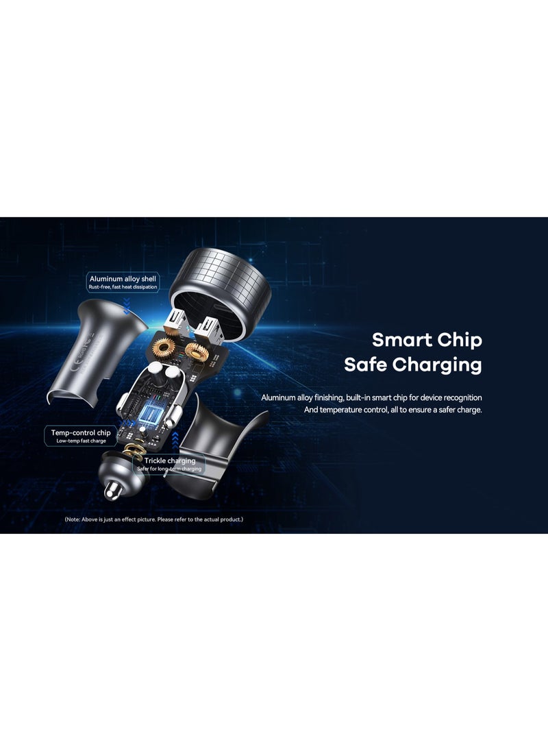 REMAX Aluminum Fast Car Charger 3 Ports 83W PD+QC Grey  - Image 5