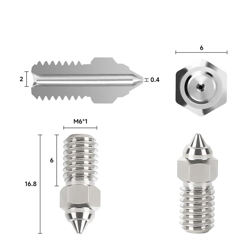 كريياليتي مجموعة فوهة سبيكة النحاس عالية السرعة 0.8 مم 3 قطع لـ إندر 3 V3 SE 5 S1 7 - Image 3