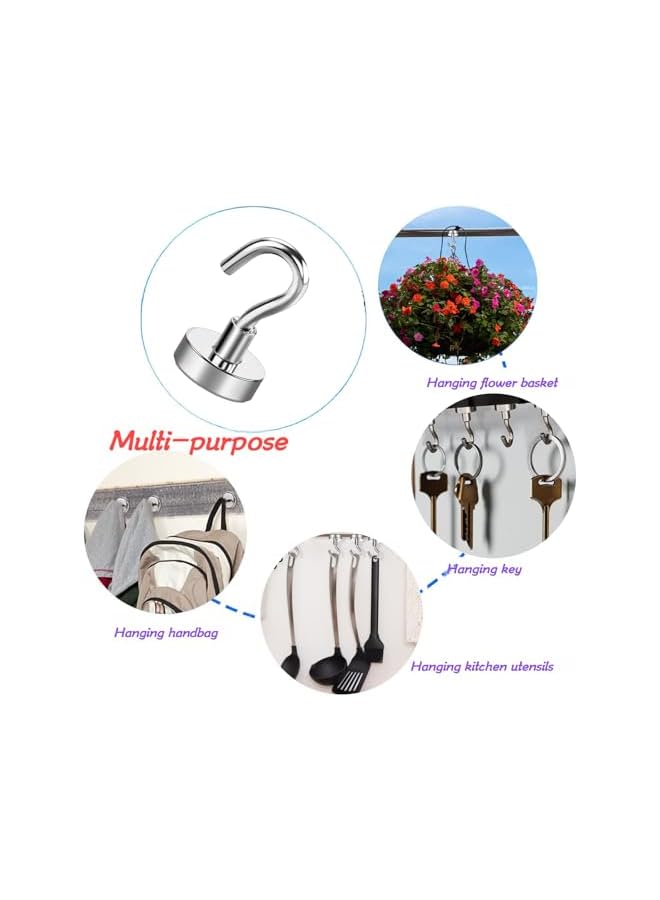 promass 6-Pack Heavy-Duty Magnetic S-Hooks (22Lbs) for Classroom, Fridge, Grill, Kitchen, Garage, Office - Silver Screw-in Hooks - Image 2