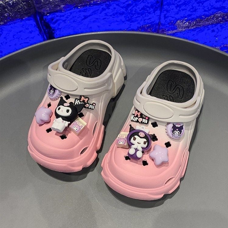 Eva Kulomi Girls Gradient Hole Shoes Summer Indoor Large Children Outside Wear Beach Sandals Women - Image 3