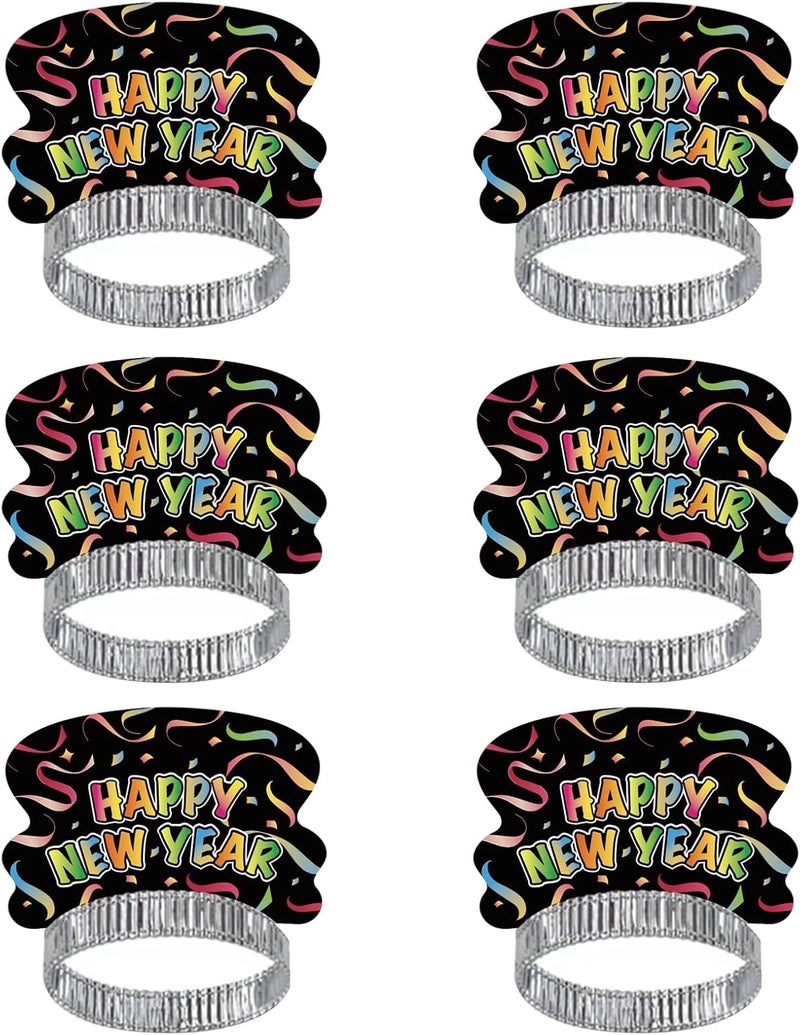 BinaryABC Happy New Year Headband TiaraNew Year Eve Hair AccessoriesNew Year Party Supplies Favors6Pcs
