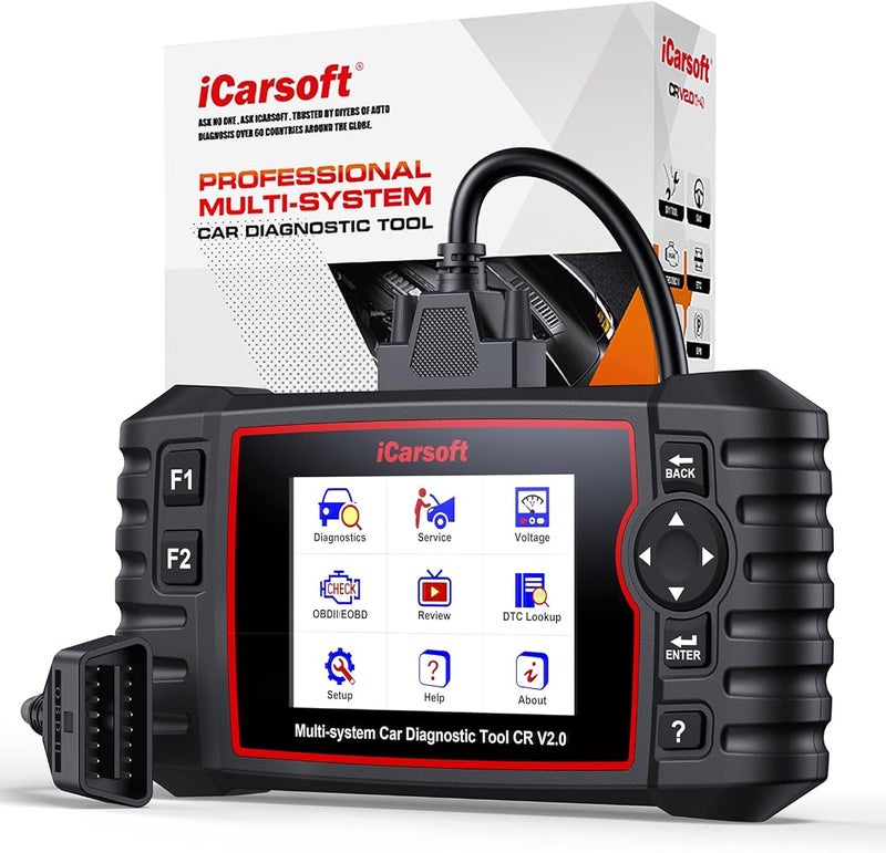 آي كار سوفت 1 iCarsoft CR V2.0 أداة تشخيص ماسح OBD2 لجميع الأنظمة مع 9 وظائف إعادة ضبط، يسمح بتشخيص 10 ماركات سيارات، بيانات حية/اختبار البطارية/إعادة ضبط BMS/قراءة VIN تلقائية/ماسح للسيارة، تحديث مجاني مدى الحياة - Image 1