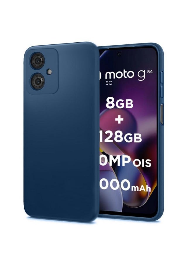 ذا جيفت كارت جراب خلفي من السيليكون السائل من TheGiftKart لهاتف Motorola Moto G54 5G / G64 5G | بطانة داخلية ناعمة من الألياف الدقيقة | حماية للكاميرا | جراب خلفي مقاوم للصدمات لهاتف Moto G54 / G64 5G (سيليكون، أزرق)  - Image 1