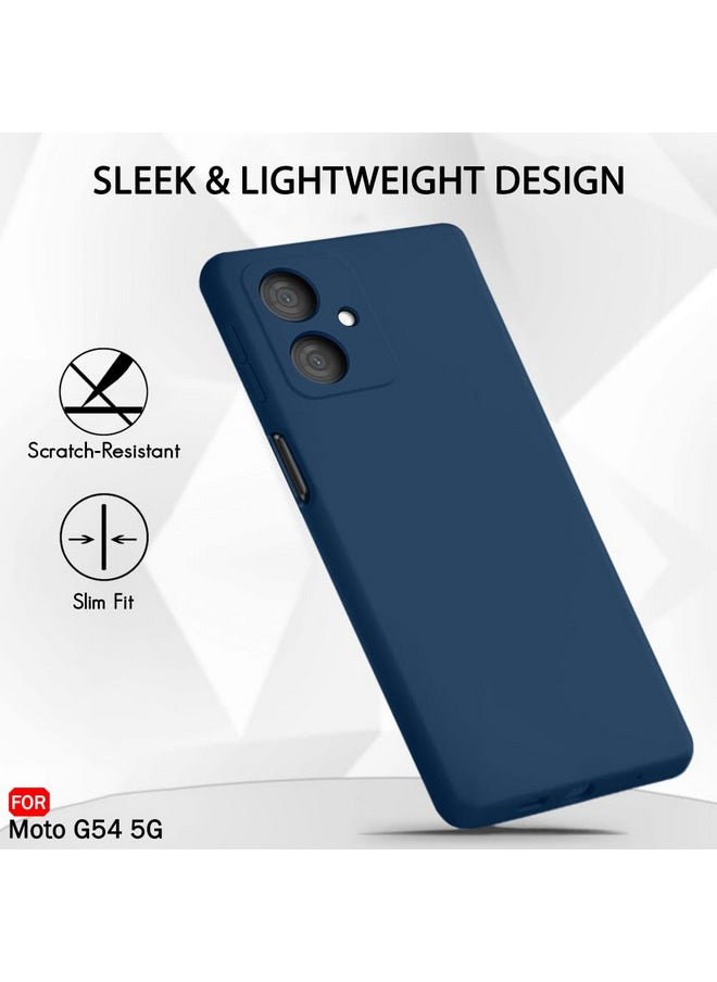 ذا جيفت كارت جراب خلفي من السيليكون السائل من TheGiftKart لهاتف Motorola Moto G54 5G / G64 5G | بطانة داخلية ناعمة من الألياف الدقيقة | حماية للكاميرا | جراب خلفي مقاوم للصدمات لهاتف Moto G54 / G64 5G (سيليكون، أزرق)  - Image 3
