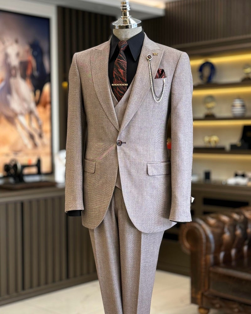 Terzi Adem Altun Tailor Adem Altun Italian Style Jacket Vest Trousers Suit Claret Red T12561  - Image 1