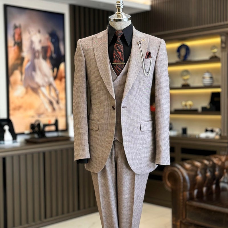 Terzi Adem Altun Tailor Adem Altun Italian Style Jacket Vest Trousers Suit Claret Red T12561  - Image 5