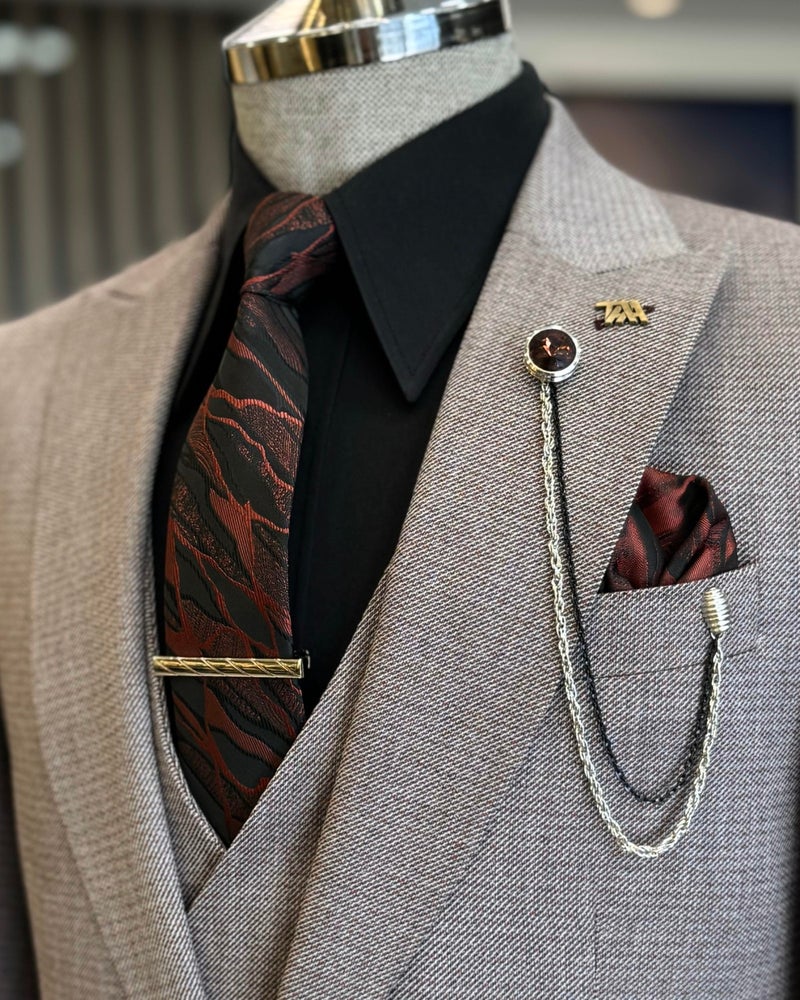 Terzi Adem Altun Tailor Adem Altun Italian Style Jacket Vest Trousers Suit Claret Red T12561  - Image 4