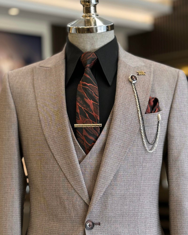 Terzi Adem Altun Tailor Adem Altun Italian Style Jacket Vest Trousers Suit Claret Red T12561  - Image 2