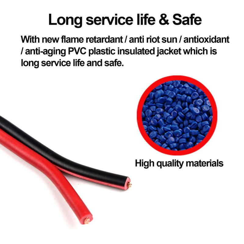 MILAPEAK 100FT 18 AWG Gauge Electrical Wire, DC 12V Hookup Red Black Copper Stranded Auto 2 Cord, Flexible Extension Cable with Spool for LED Ribbon Lamp Light or Low Voltage Products by MILAPEAK - Image 4