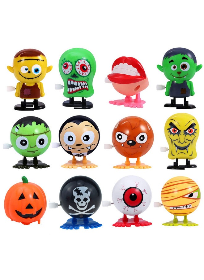 Generic Halloween Wind-Up Toy Gift Set Jumping Walking Pirate Head Witch Skeleton Children's Day Gifts Plastic Funny Prank Toys For Kids-Color:12N Halloween Coil Suit  - Image 1