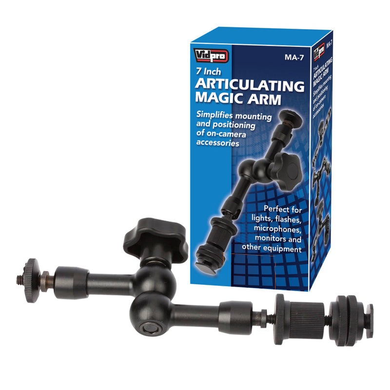 VidPro Adjustable Articulating Friction Magic Arm 7 Inch for DSLRs Camera Rigs, LED Lights, Flashes, LCD Monitors - Image 1
