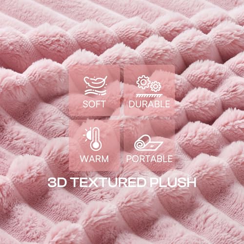 LINENLUX 1 Pack 3 Soft Fleece Dog Blanket for Pet Washable Warm Cat Puppy Fluffy Calming Flannel BeigePinkGrey Small - Image 3