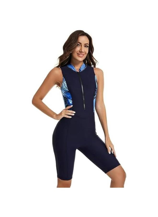 TRASSLE Women One Piece Swimsuit Boyleg Rashguard Tummy Control Front Zip Up Bathing Suit with Boyshorts  - Image 3