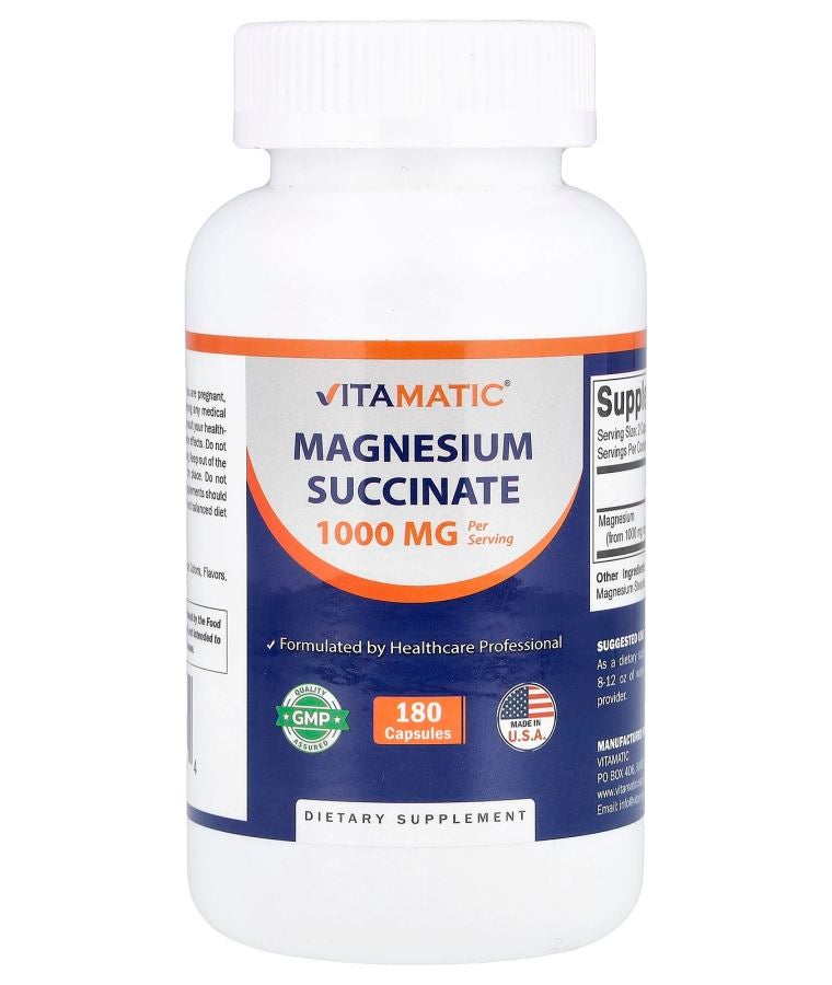 Vitamatic Magnesium Succinate 180 Capsules (500 mg per Capsule)