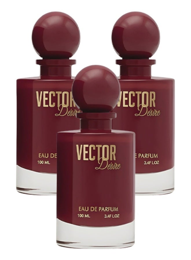 Vector 3 Pieces Vector Desire Perfume Red 100ml EDP - Image 1