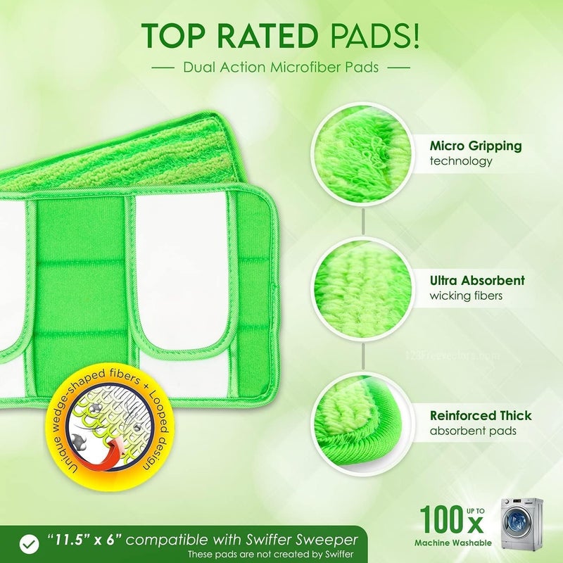 Miloll 4 Pack Reusable Mop Pads, Washable Microfiber Refills for Wet and Dry Floor Cleaning, Extra Thick Dust Mop Head Cloths for Hardwood - Image 2