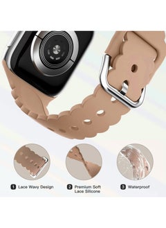 Sunnywoo Lace Sport Silicone Band Compatible with Apple Watch 38mm 40mm 41mm 42mm 44mm 45mm 46mm 49mm for Women, Soft Wristband Waterproof Replacement for iWatch Series Ultra 10 9 8 SE 7 6 5 4 3 2 1  - Image 2