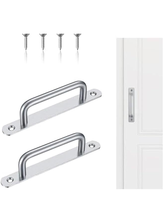 هوكور Portalov 2 Pcs Sliding Door Handles, Stainless Steel Barn Door Pull Handles, Closet Cabinet Door Pulls,for Cupboard,Wardrobe Drawer,Shed, 160 mm - Silver - Image 1
