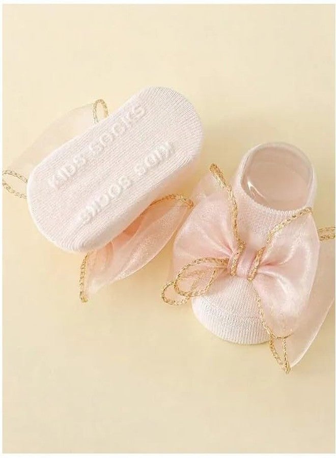 EvoNest Combo Pack of Cotton Bow Applique Design Socks With Embroidered Headband for 0-12 month Baby Girls |Soft, Socks for Newborn Baby - Pack of 2 (Pink) | Best Gift for Newborn - Image 4