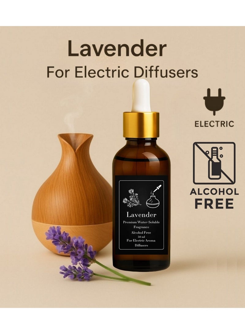 Concentrated Lavender Oil for Electric, Steam Diffusers (Refill Bottle) 50ml - Alcohol-Free - Long-Lasting - Safe & Healthy - Image 1