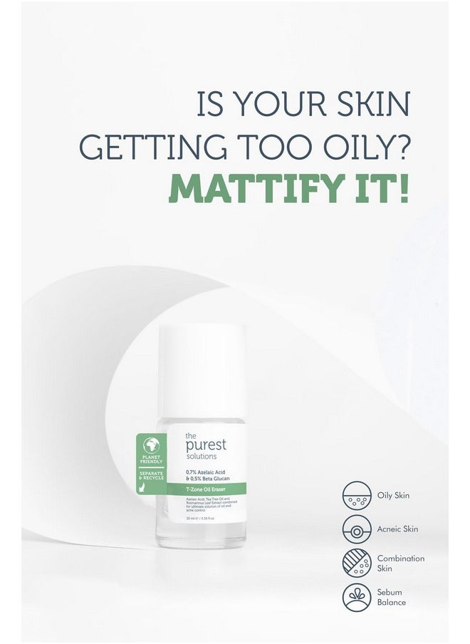 the purest solutions The Purest Solutions T-Zone Oil Eraser (0.7% Azelaic Acid & 0.5% Beta Glucan) - Oily and Acne-Prone Skin Care - Anti-Blemish - Sebum Balancing & Oil Absorbing for T-Zone - Vegan (0.34 fl. oz)  - Image 3
