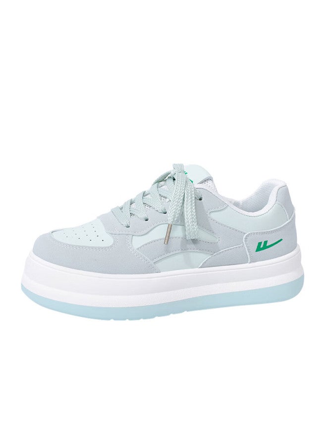 Women's Thick-soled Height-increasing Spring And Autumn Personality Internet Celebrity All-match Student Casual Shoes Sports Board Shoes Light Green Size 38