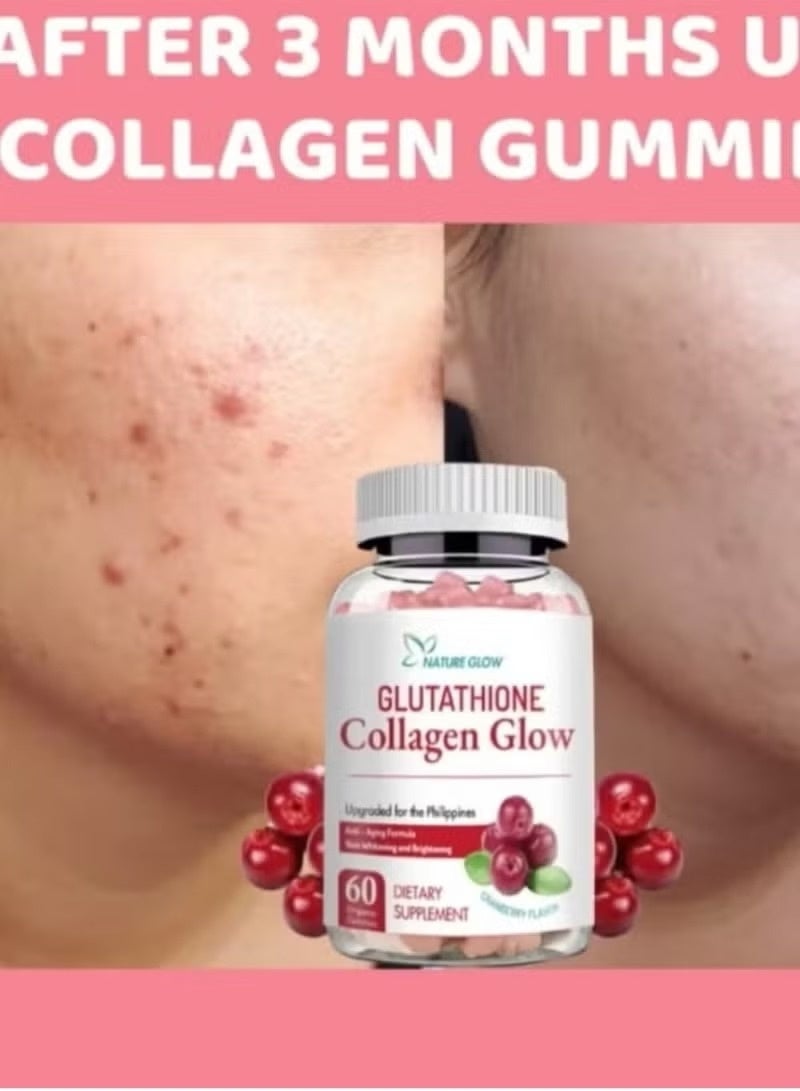 NATURE GLOW Glutathione Collagen Glow Gummies – Skin Radiance & Beauty Support – 60 Gummies | Best Price Oman