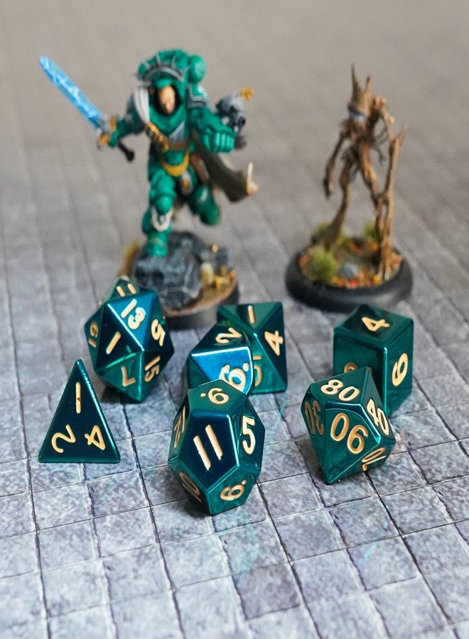 Metallic Dice Games FanRoll 16mm Metal Polyhedral DND Dice Set: Turquoise, Role Playing Game Dice for Dungeons and Dragons - Image 2