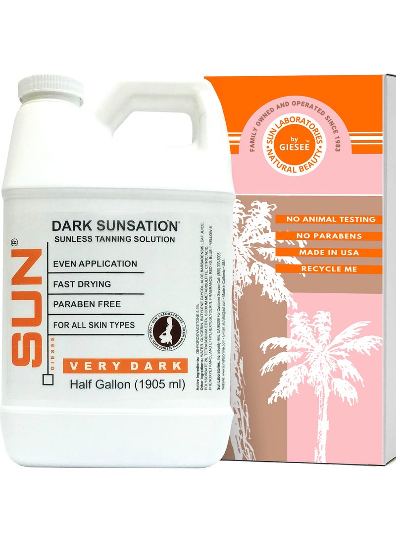 Sun Laboratories by Giesee Sun Laboratories By Giesee Dark Sunsation Spray Tan Solution 12 Gallon  Professional Self Tanner Spray Tan Fake Tan Airbrush Tanning Solution NonToxic Dark Sunless Tanning Spray 