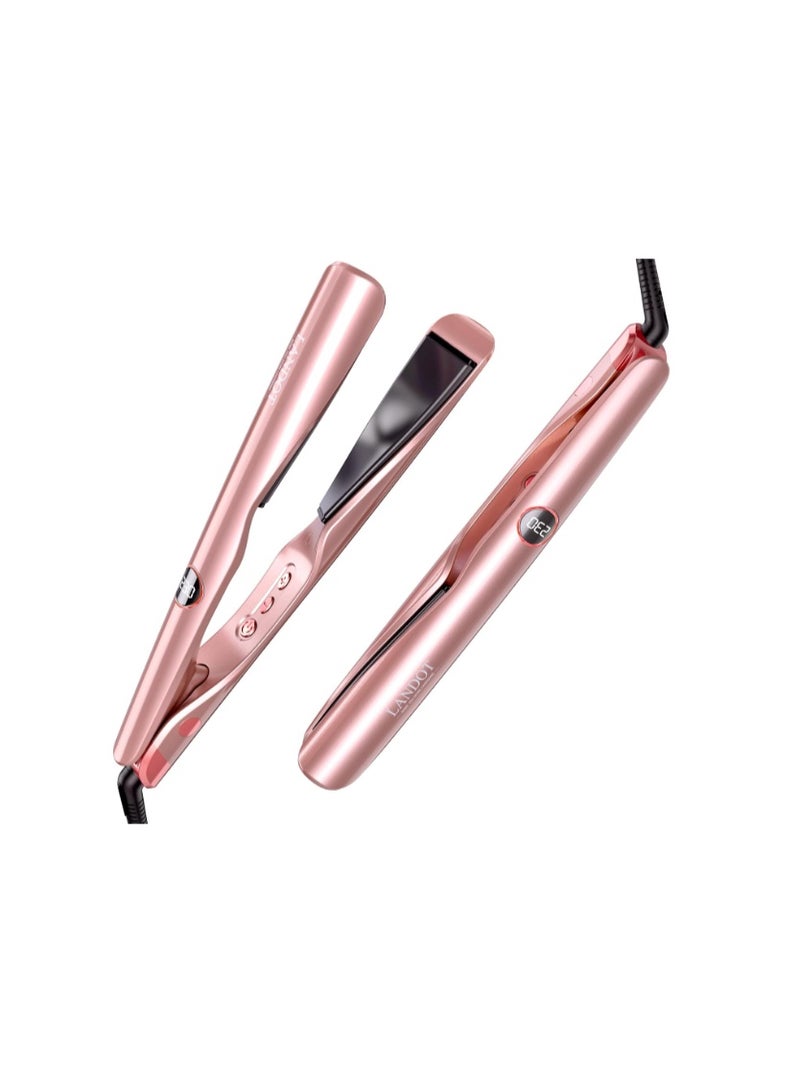 LANDOT 2-in-1 Flat Iron Curling Iron: Twist Ceramic Hair Straightener and Curler for Curl Wave Straighten - 30s Heat-Up 12 Temp Settings for All Hair Types - Image 1