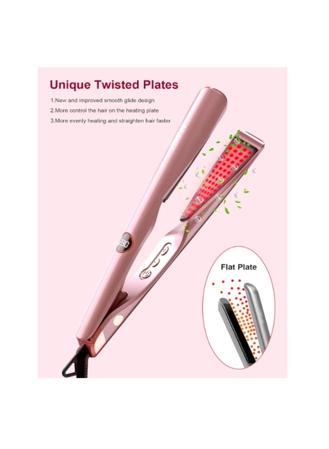 LANDOT 2-in-1 Flat Iron Curling Iron: Twist Ceramic Hair Straightener and Curler for Curl Wave Straighten - 30s Heat-Up 12 Temp Settings for All Hair Types - Image 2