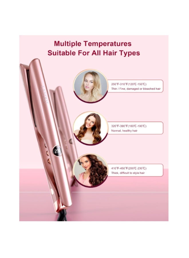 LANDOT 2-in-1 Flat Iron Curling Iron: Twist Ceramic Hair Straightener and Curler for Curl Wave Straighten - 30s Heat-Up 12 Temp Settings for All Hair Types - Image 5