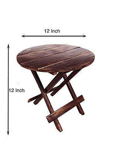 Craftenia Beautiful Wooden Antique Folding End Table | Portable Stool | Plant Stand | Home Decor | Side Table | Coffee Table for Living Room, Bedroom and Office Corners (Brown) - Image 3