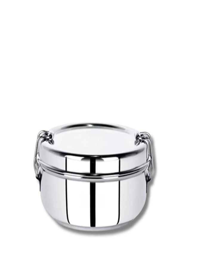Silvester Stainless Steel Meal Pack Lunch Box/Tiffin for Kids & School – 300ml Durable Food Grade Container with Steel Separator Plate & Locking Clip – Rust-Free, Easy to Clean, Leakproof (Silver) - Image 1