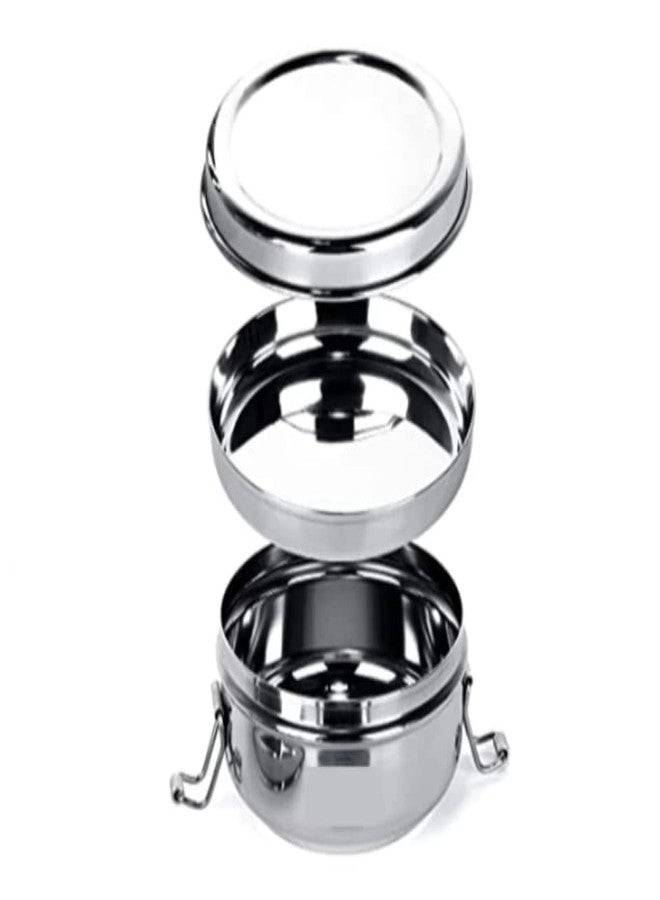 Silvester Stainless Steel Meal Pack Lunch Box/Tiffin for Kids & School – 300ml Durable Food Grade Container with Steel Separator Plate & Locking Clip – Rust-Free, Easy to Clean, Leakproof (Silver) - Image 2
