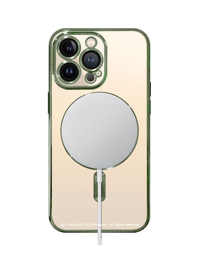 NIBEMINENT - MagSafe Case Magnetic Clear Soft TPU Plating Wireless Charging Compatible Shockproof Camera Lens Protection For Apple iPhone 14 Pro Olive Green - Image 1
