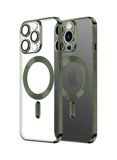 MagSafe Case Magnetic Clear Soft TPU Plating Wireless Charging Compatible Shockproof Camera Lens Protection For Apple iPhone 14 Pro Olive Green