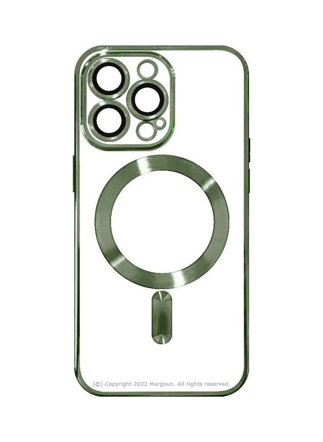 NIBEMINENT - MagSafe Case Magnetic Clear Soft TPU Plating Wireless Charging Compatible Shockproof Camera Lens Protection For Apple iPhone 14 Pro Olive Green - Image 1