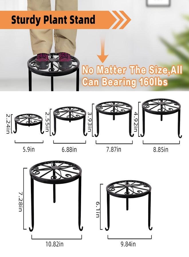Acteomsly 6-Pack Metal Plant Stand,Heavy Duty Flower Pot Stands for Multiple Plant,Outdoor Anti-Rust Plant Pot Shelf, Round Plant Holder for Outdoor/Indoor Planter, Living Room, Balcony Decor (6PACK BLACK) - Image 3