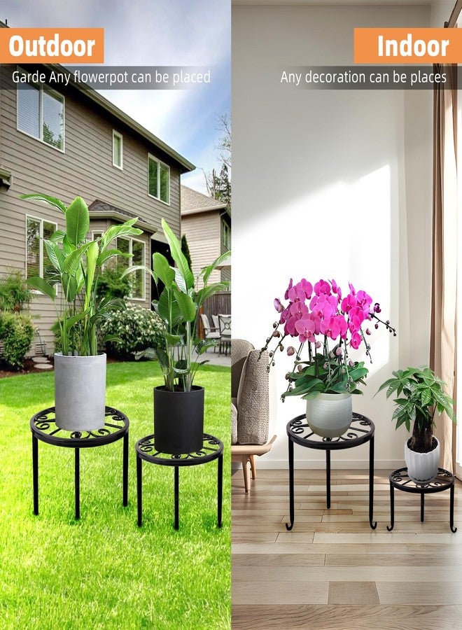 Acteomsly 6-Pack Metal Plant Stand,Heavy Duty Flower Pot Stands for Multiple Plant,Outdoor Anti-Rust Plant Pot Shelf, Round Plant Holder for Outdoor/Indoor Planter, Living Room, Balcony Decor (6PACK BLACK) - Image 5