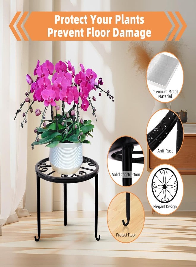 Acteomsly 6-Pack Metal Plant Stand,Heavy Duty Flower Pot Stands for Multiple Plant,Outdoor Anti-Rust Plant Pot Shelf, Round Plant Holder for Outdoor/Indoor Planter, Living Room, Balcony Decor (6PACK BLACK) - Image 4