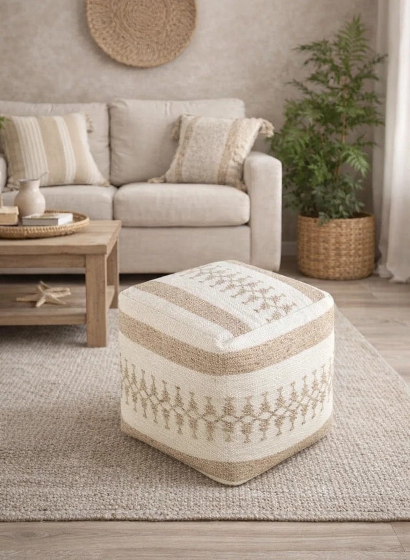 لوفت لددن، بوف مربع، 40 × 40 × 40 سم، قماش، عاجي/بيج - Image 1