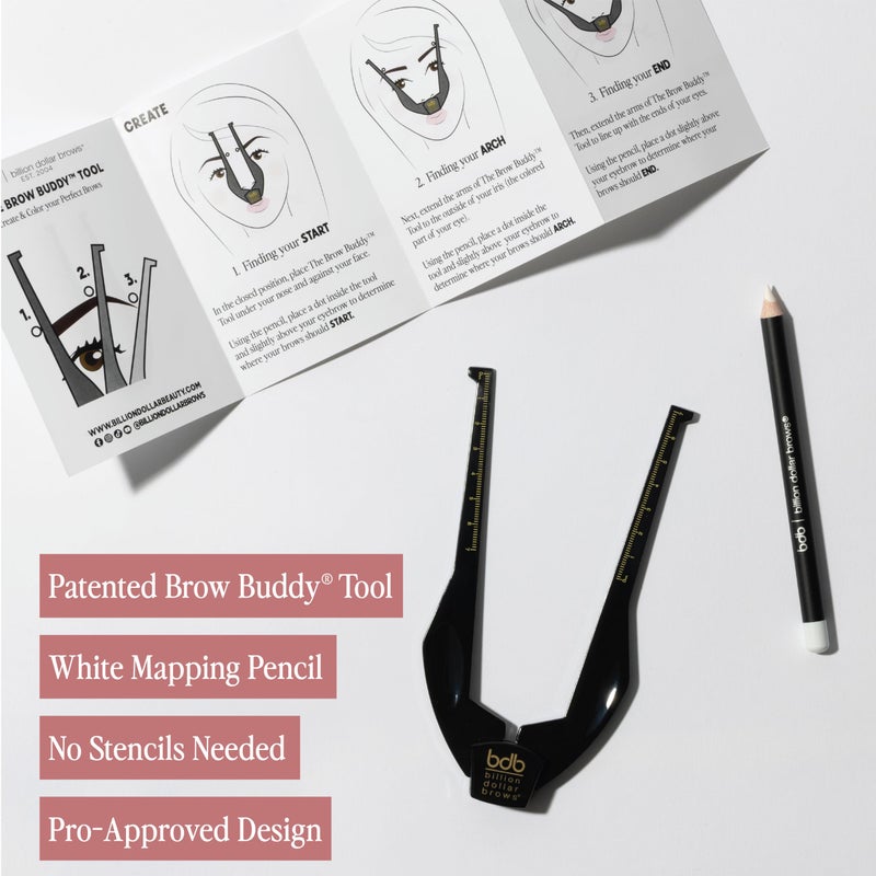 Billion Dollar Brows 2-Piece Brow Buddy Contour Stencil Microblading Kit â€“ Achieve Symmetrical, Perfectly Shaped Brows, Ideal for Tweezing, Threading & Waxing , Vegan & Cruelty-Free - Black - Image 4