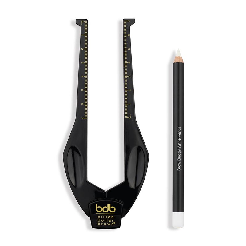 Billion Dollar Brows 2-Piece Brow Buddy Contour Stencil Microblading Kit â€“ Achieve Symmetrical, Perfectly Shaped Brows, Ideal for Tweezing, Threading & Waxing , Vegan & Cruelty-Free - Black - Image 1