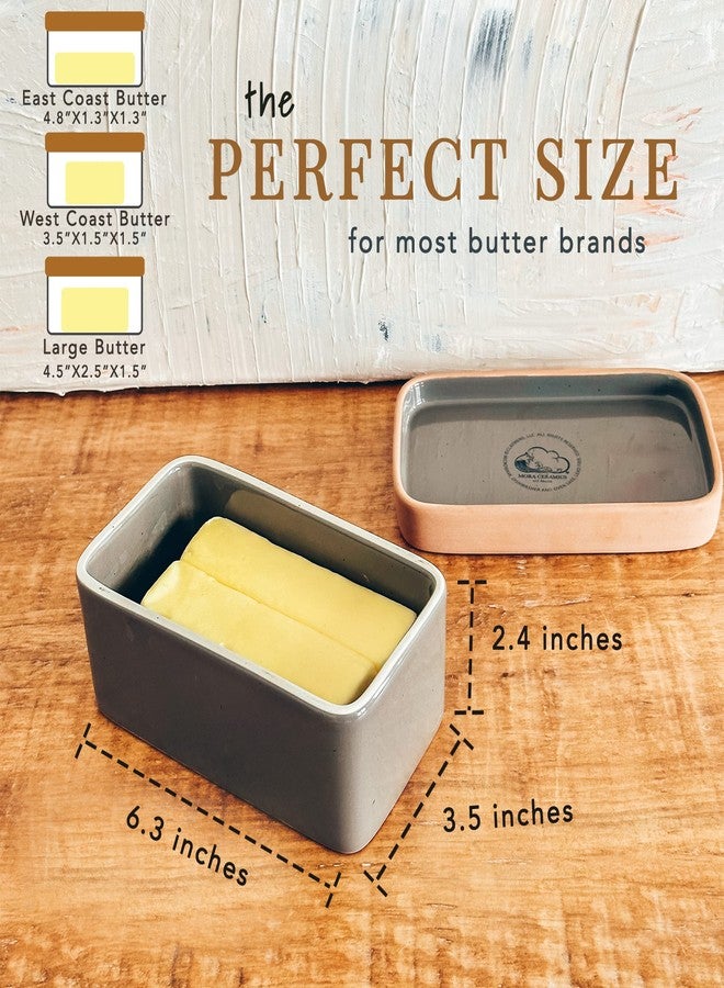 Mora Ceramic Two-in-One Butter Dish with Lid, Covered Butter Crock Container to Leave on Countertop - Large Storage Keeper/Holder for Kitchen, Gifts for Her, Butter Tray For Counter - Sesame Milk - Image 3