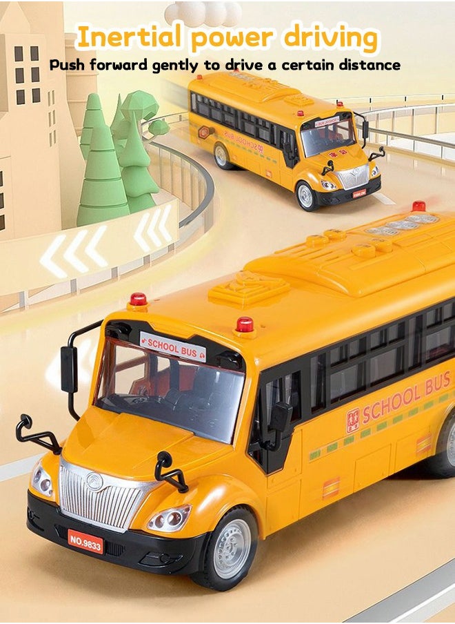 GROIC - School Bus Toy,Yellow School Bus Toys Gift for Kids with Lights Sounds and Openable Doors,Car Model,Educational Toys for Children - Image 1