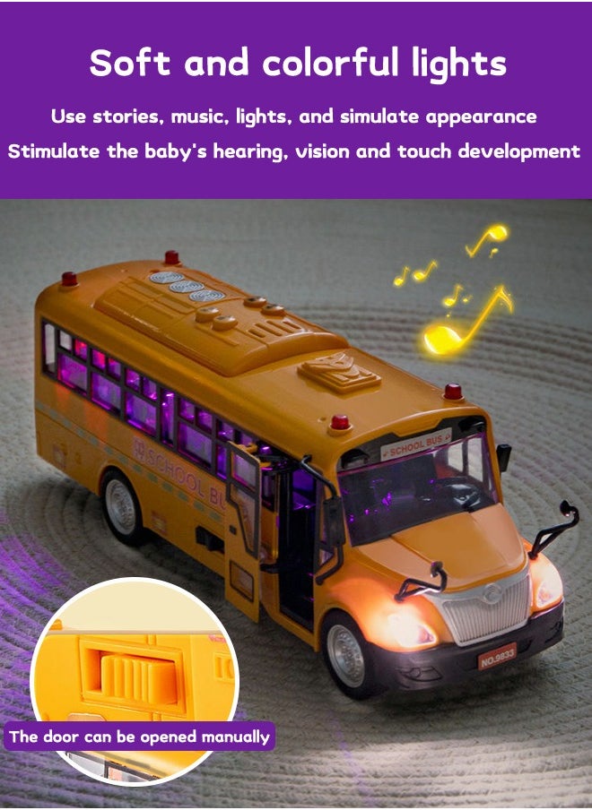 GROIC - School Bus Toy,Yellow School Bus Toys Gift for Kids with Lights Sounds and Openable Doors,Car Model,Educational Toys for Children - Image 1