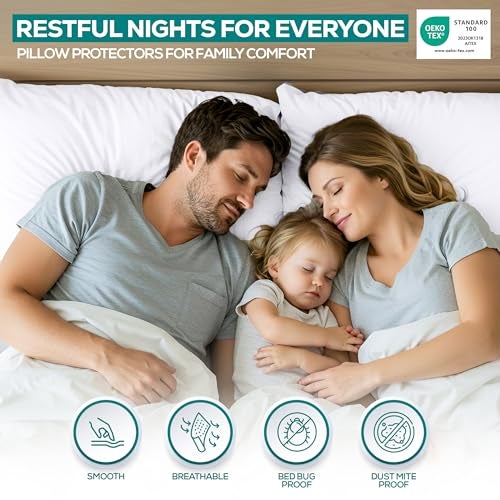 Utopia Bedding Waterproof Throw Pillow Protectors (No Pillow Inserts) with Zipper 18 x 18 Inches (2 Pack, White), Bed Bug Proof Outdoor Bed Couch Decorative Pillow Encasement Covers - Image 5