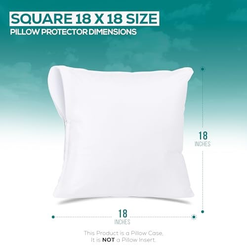 Utopia Bedding Waterproof Throw Pillow Protectors (No Pillow Inserts) with Zipper 18 x 18 Inches (2 Pack, White), Bed Bug Proof Outdoor Bed Couch Decorative Pillow Encasement Covers - Image 2