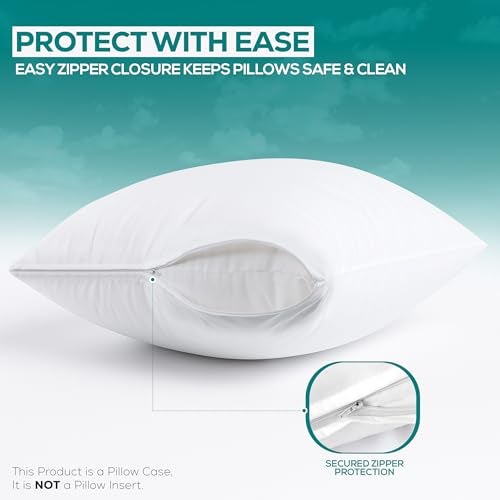 Utopia Bedding Waterproof Throw Pillow Protectors (No Pillow Inserts) with Zipper 18 x 18 Inches (2 Pack, White), Bed Bug Proof Outdoor Bed Couch Decorative Pillow Encasement Covers - Image 4